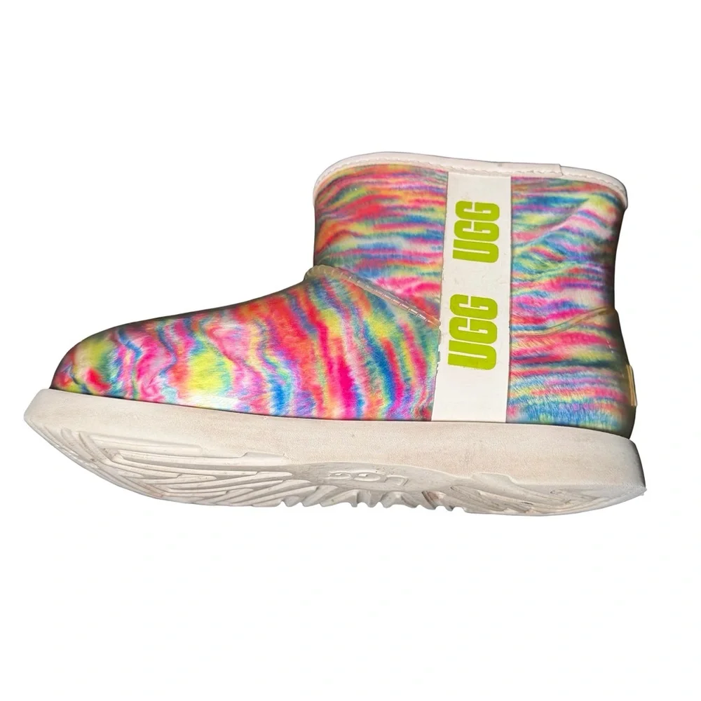 UGG Classic Clear Mini Pixelate Waterproof Shearling Rainbow Boots